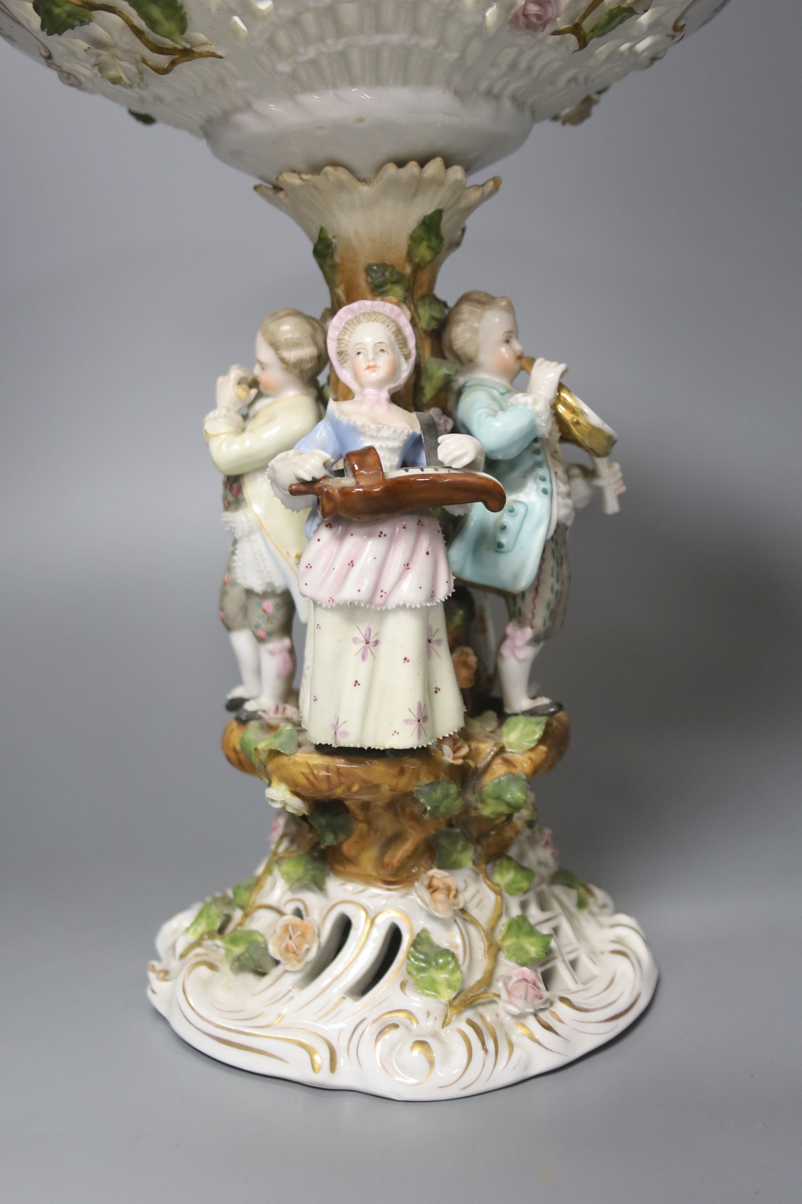 A Sitzendorf porcelain figural centrepiece 28cm